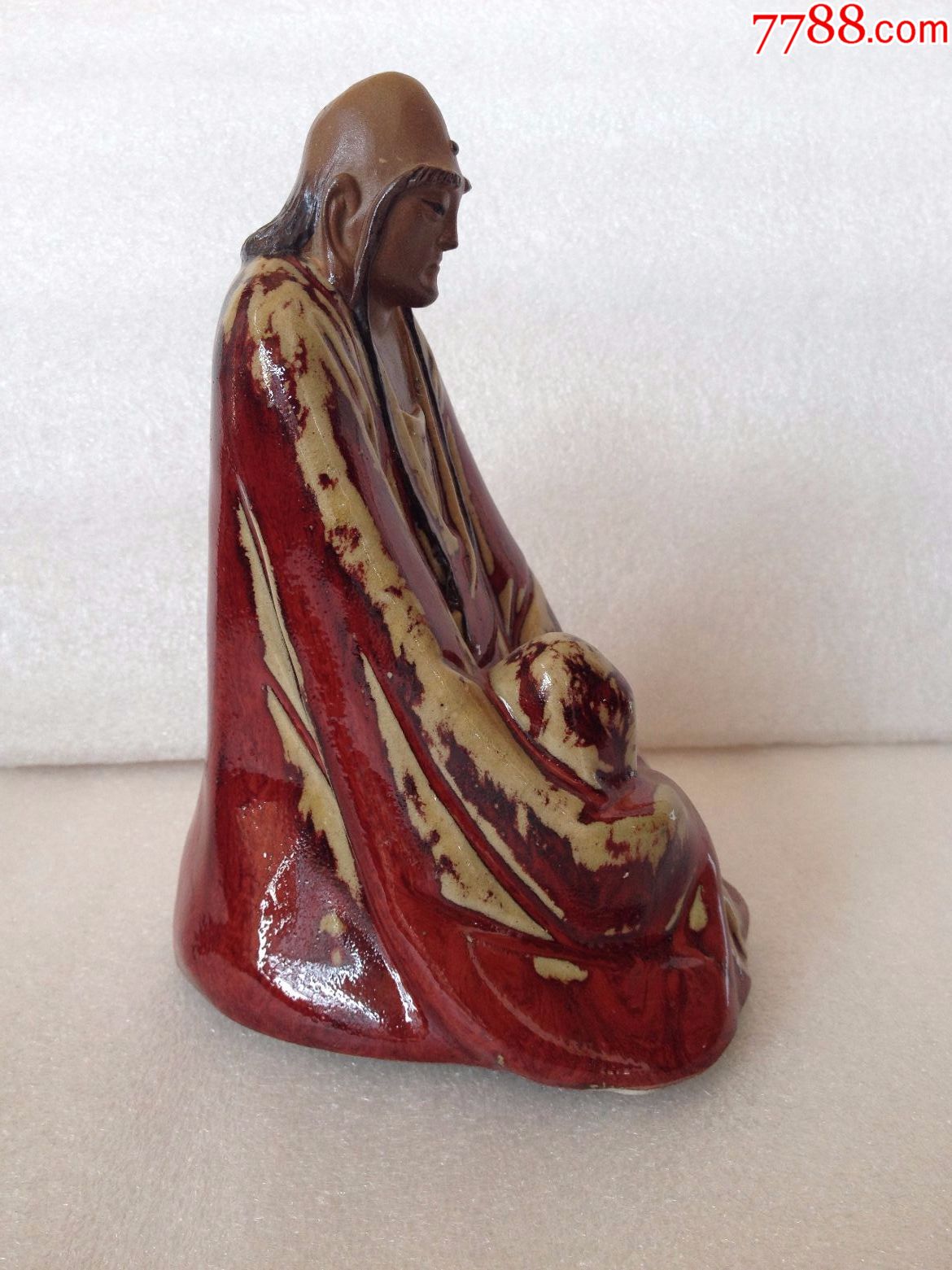 石湾石榴红长眉罗汉(马海大师作品)