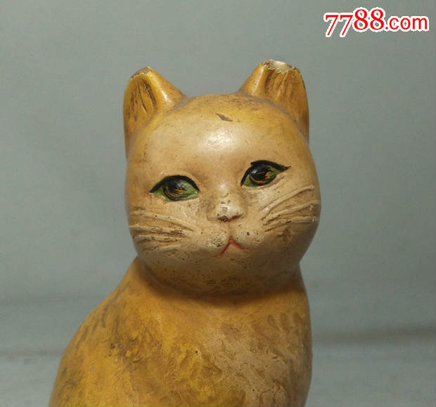 非常精美可爱的文革猫咪小泥塑