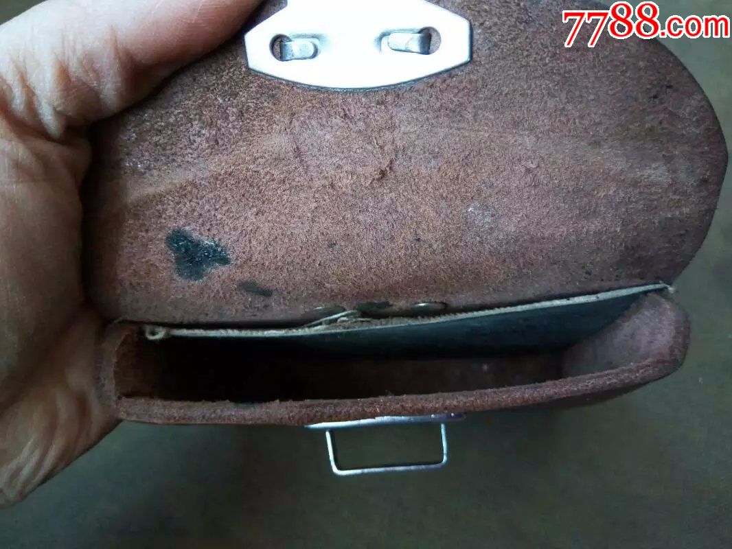 早期老式牛皮腰包,牛皮钱包,老穿皮带腰包