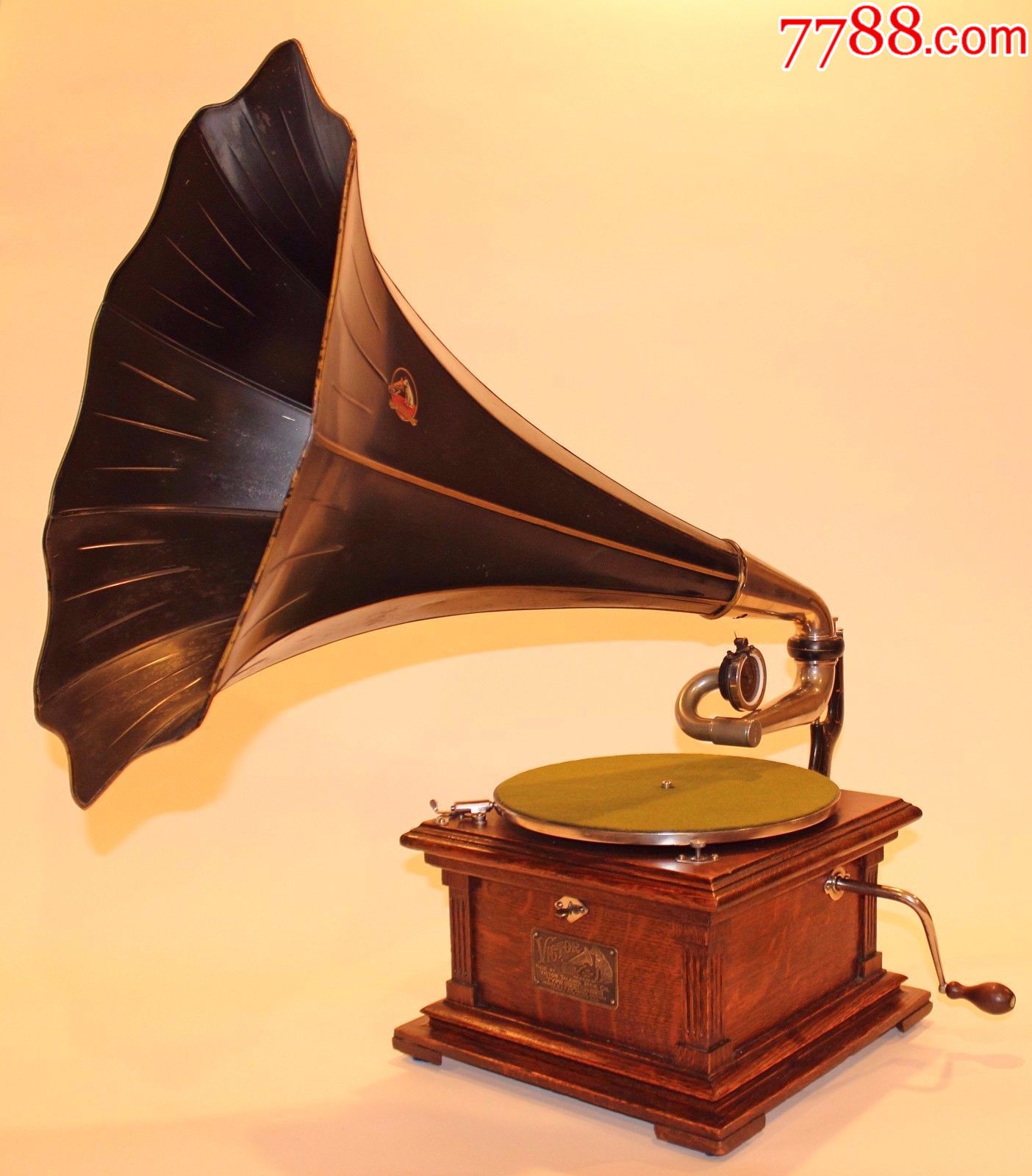 西洋古董留声机老唱机手摇留声机胜利ii型留声机1906