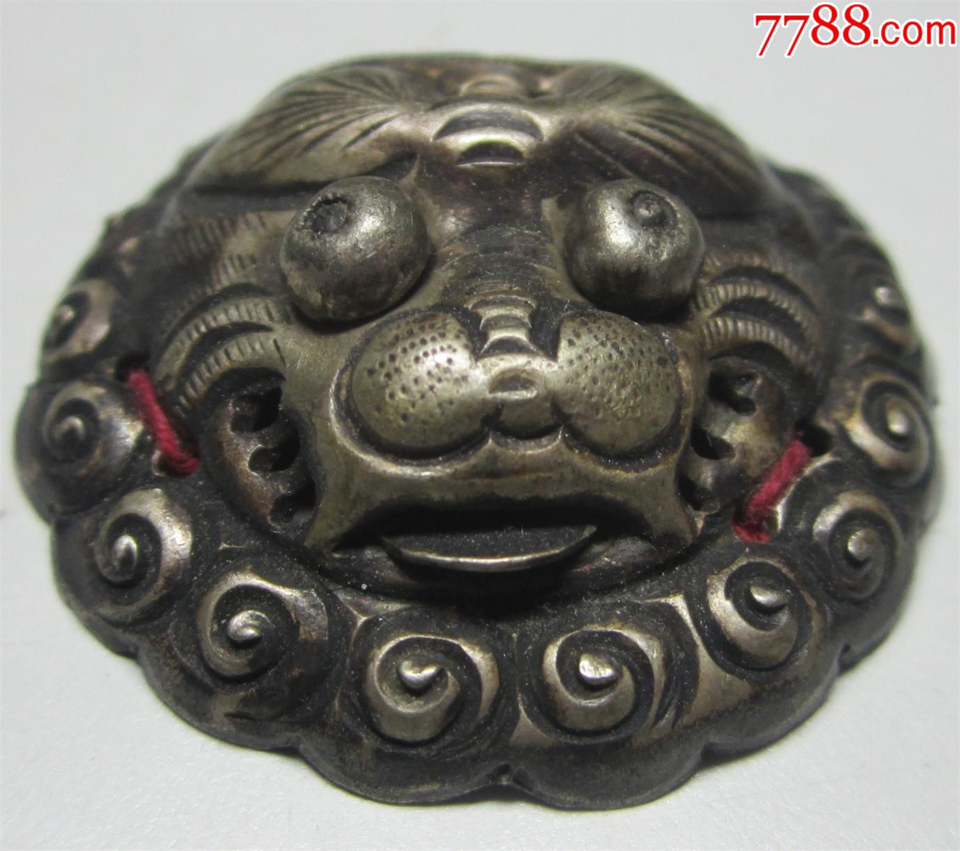 清代老银帽饰纯银虎头金银器银帽字帽花银饰佛像古玩收藏