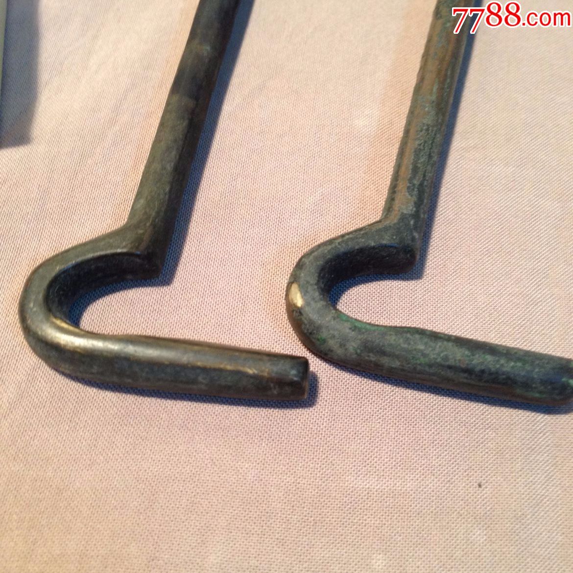 一对清代铜钩门钩柜钩青铜大漆