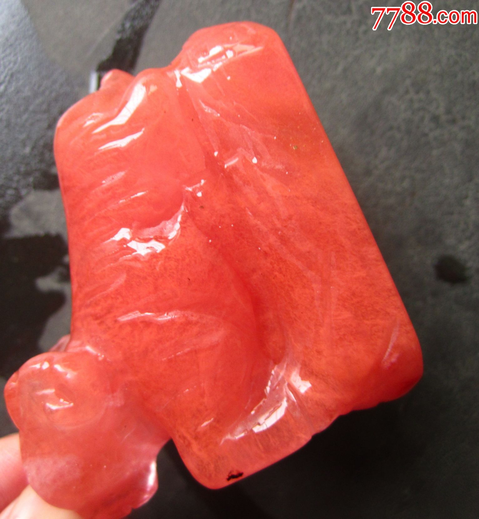 老天然红兔毛水晶摆件顺毛