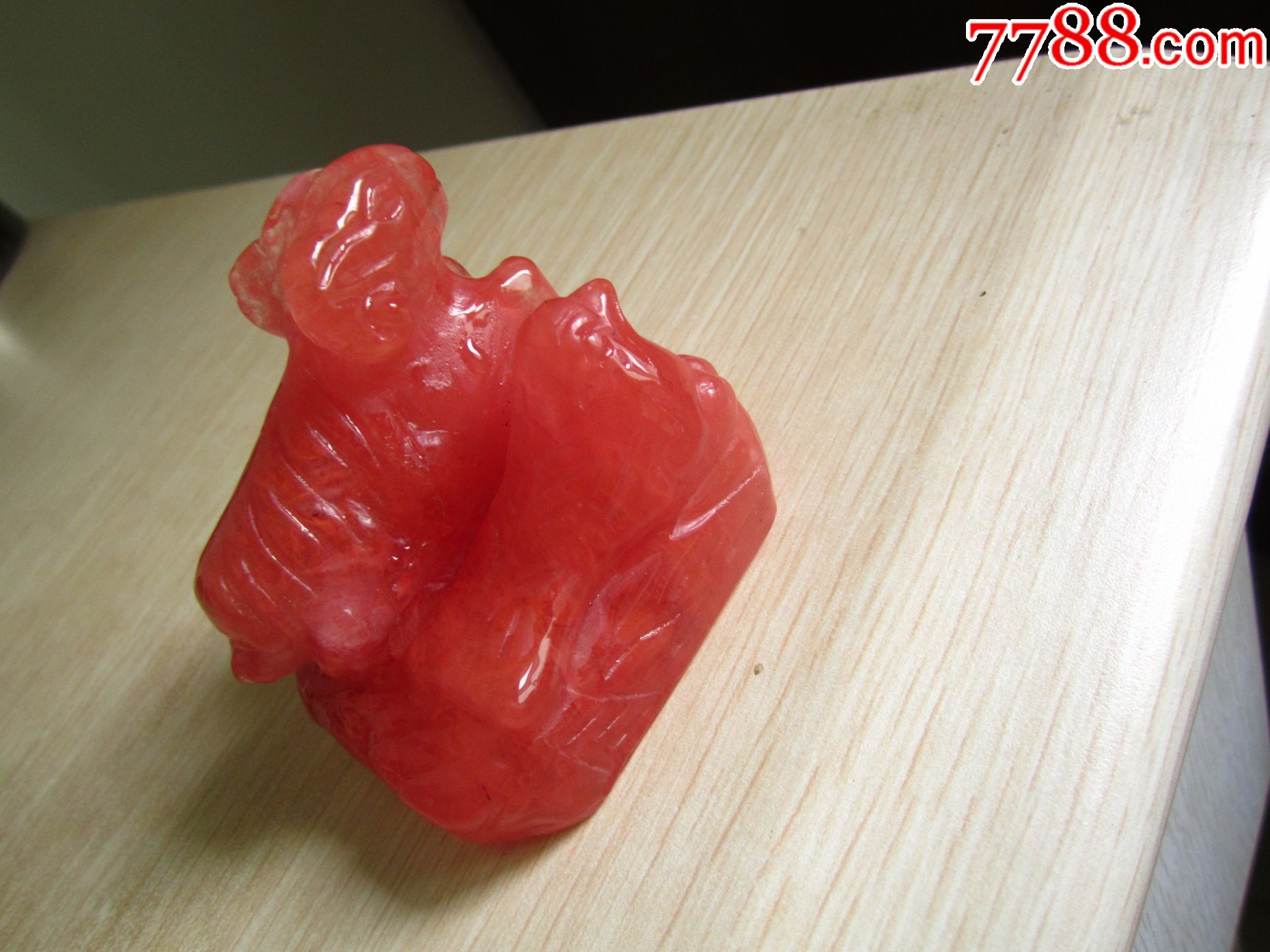 老天然红兔毛水晶摆件顺毛