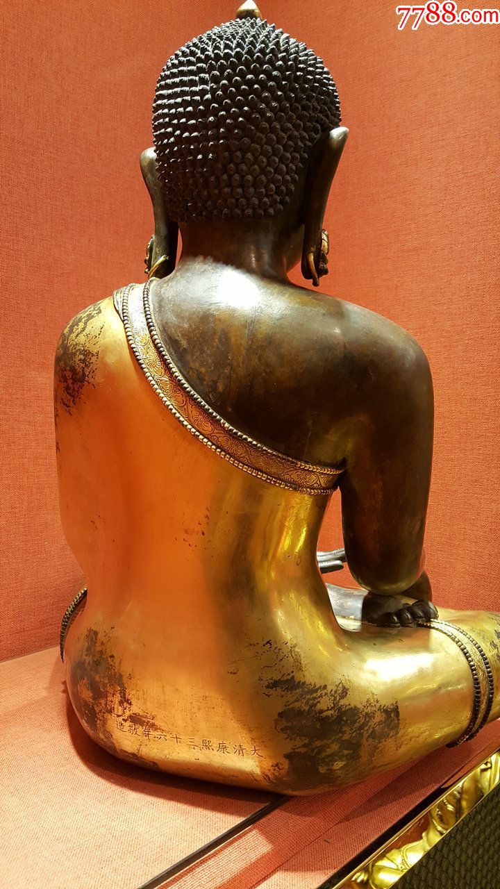 清代紫铜鎏金大佛释迦摩尼佛净高62公分精品老佛