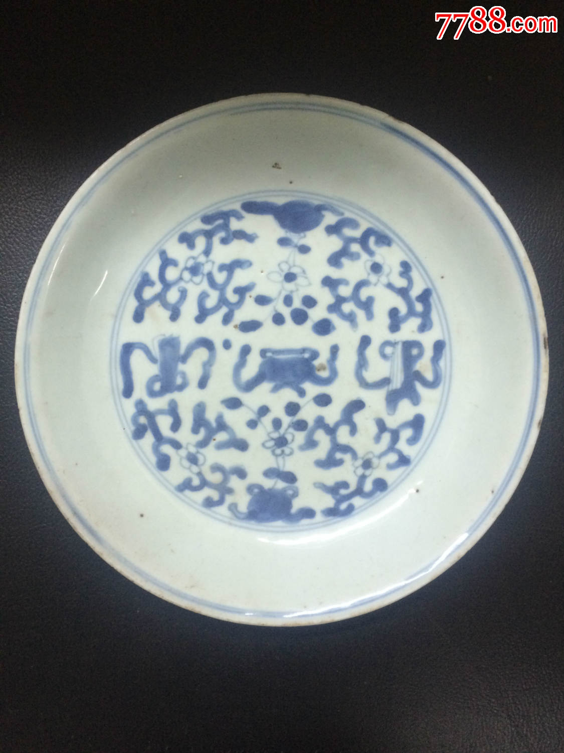 清康熙青花博古纹花草盘-价格:2700元-se49534027-青花瓷-零售-7788收藏__收藏热线