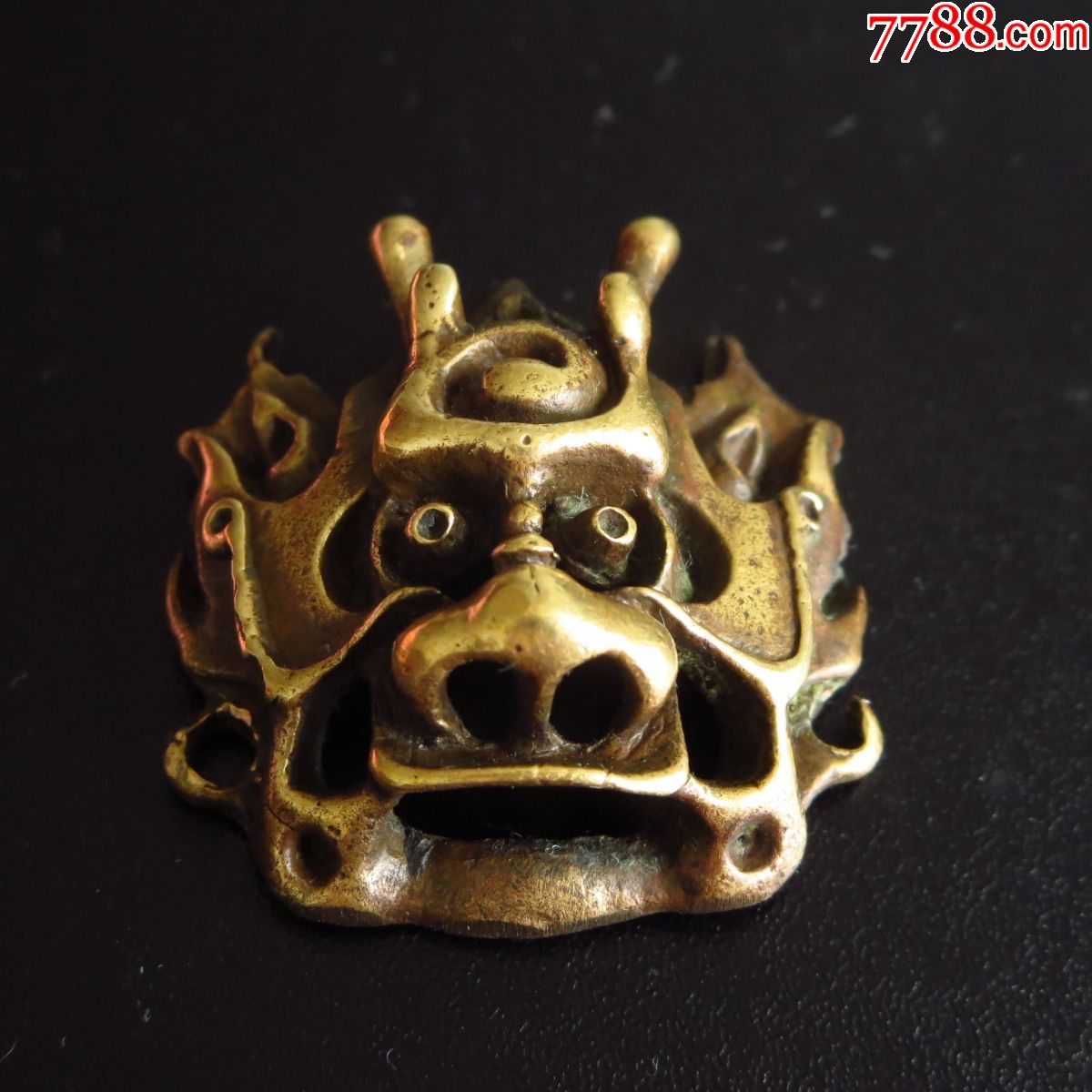清代铜鎏金龙头吞口
