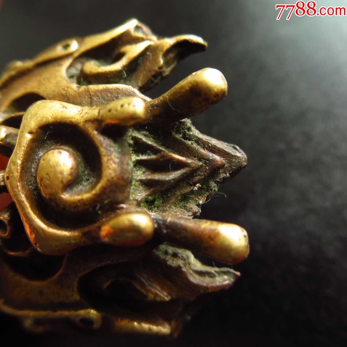 清代铜鎏金龙头吞口