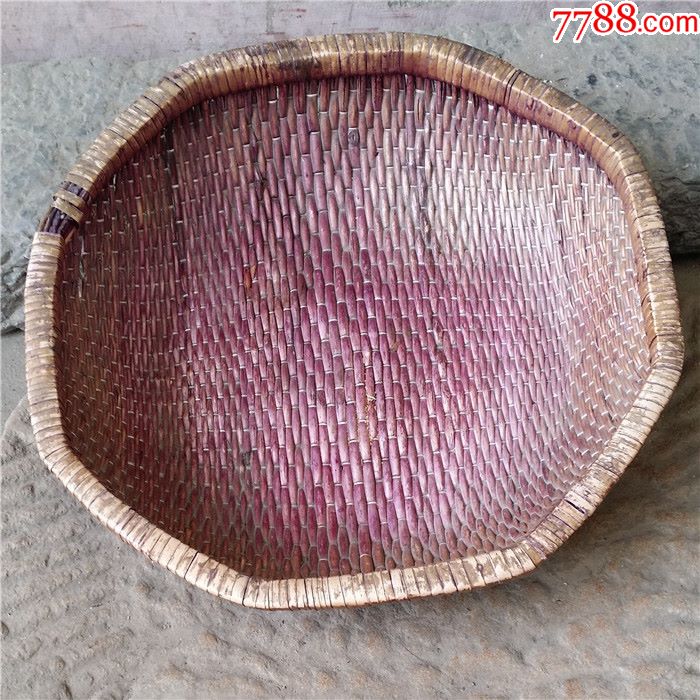 针线筐笸篮手工艺品民俗收藏民间工艺制品_植物编织工