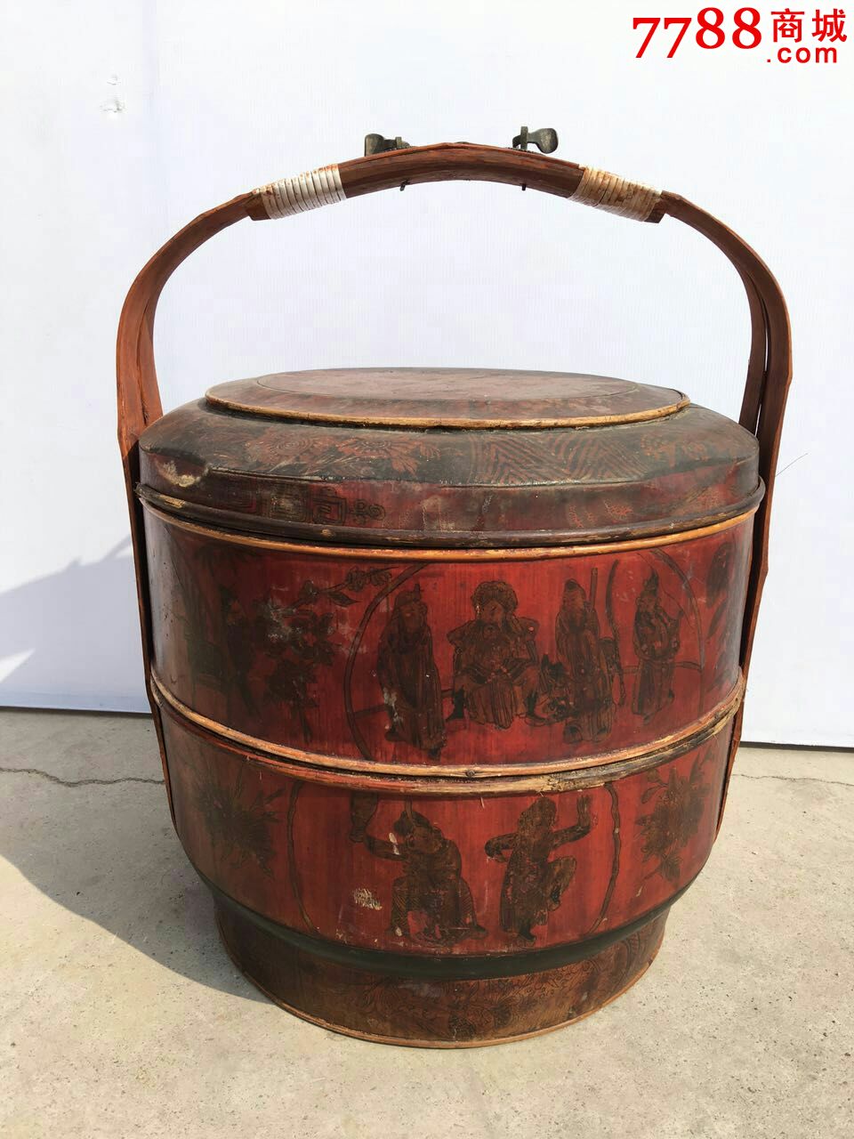 民国柏木描绘食盒