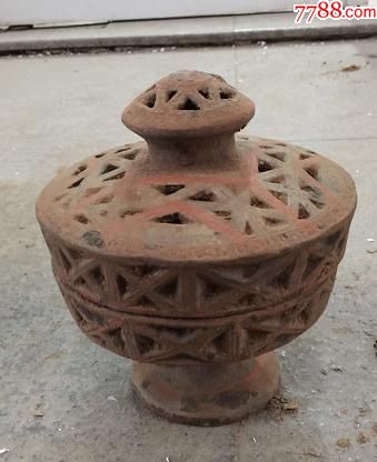 汉代彩绘陶豆一个