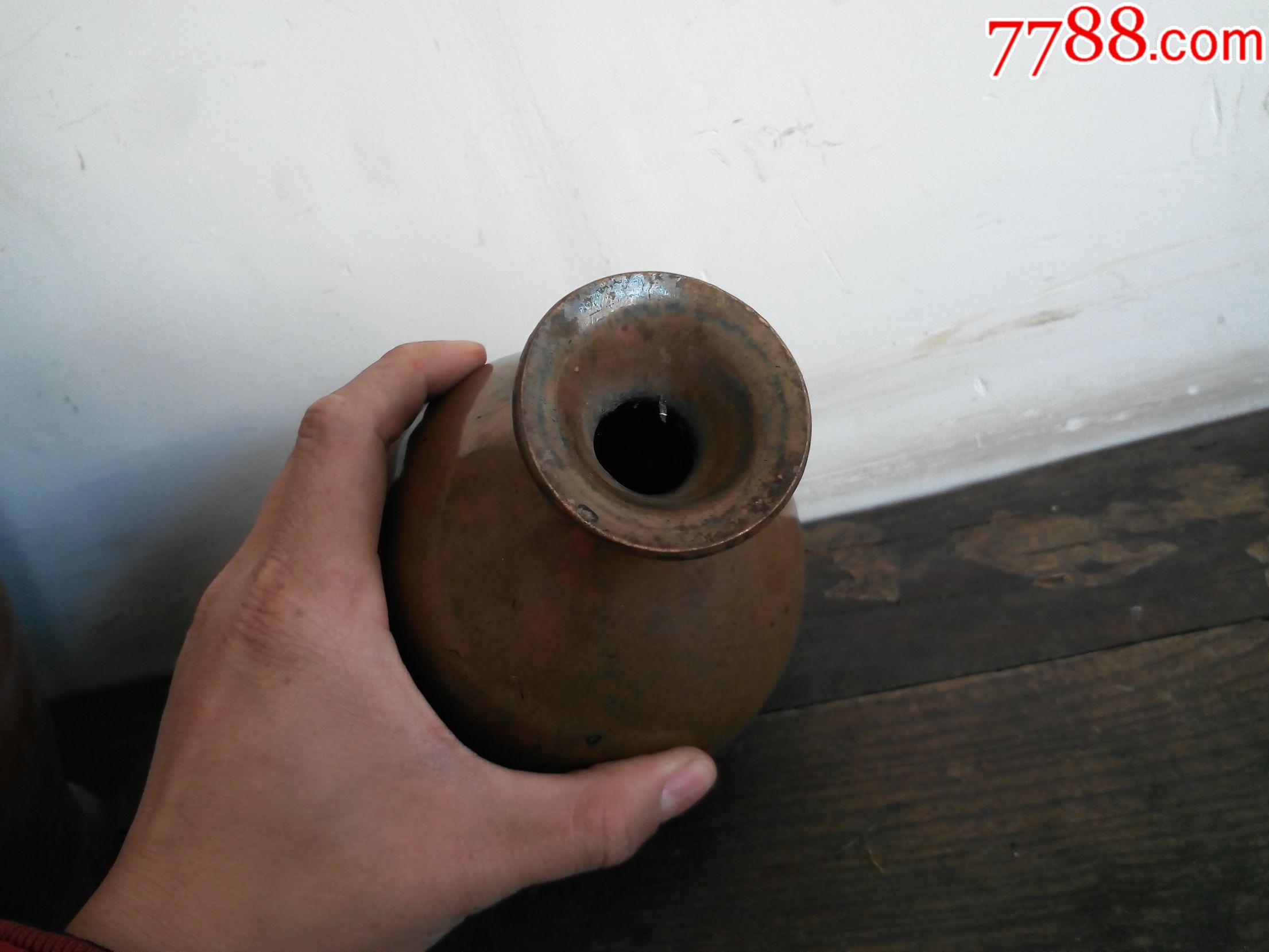 民国酱黄釉古玩杂项真品烫酒壶老瓷器老物件实物标本影视道具摆件