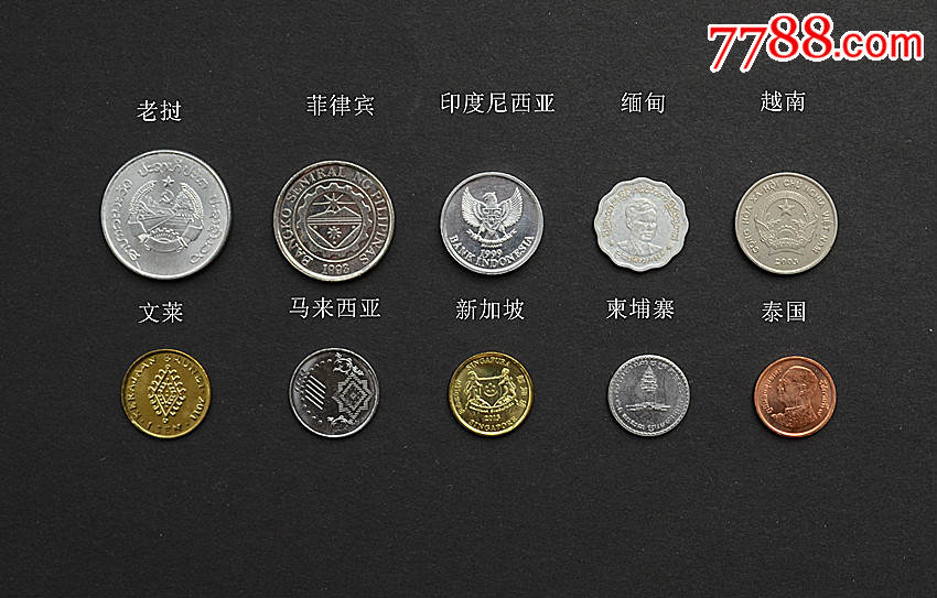 【特价】东盟10国硬币各1枚外国钱币外币套币纪念币