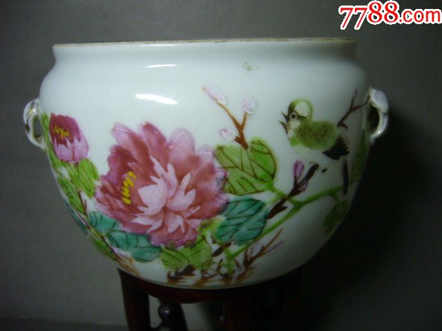 清晚名家汪永泰粉彩花鸟四系罐_旧瓷器_东亭客古玩店【7788旧书网】