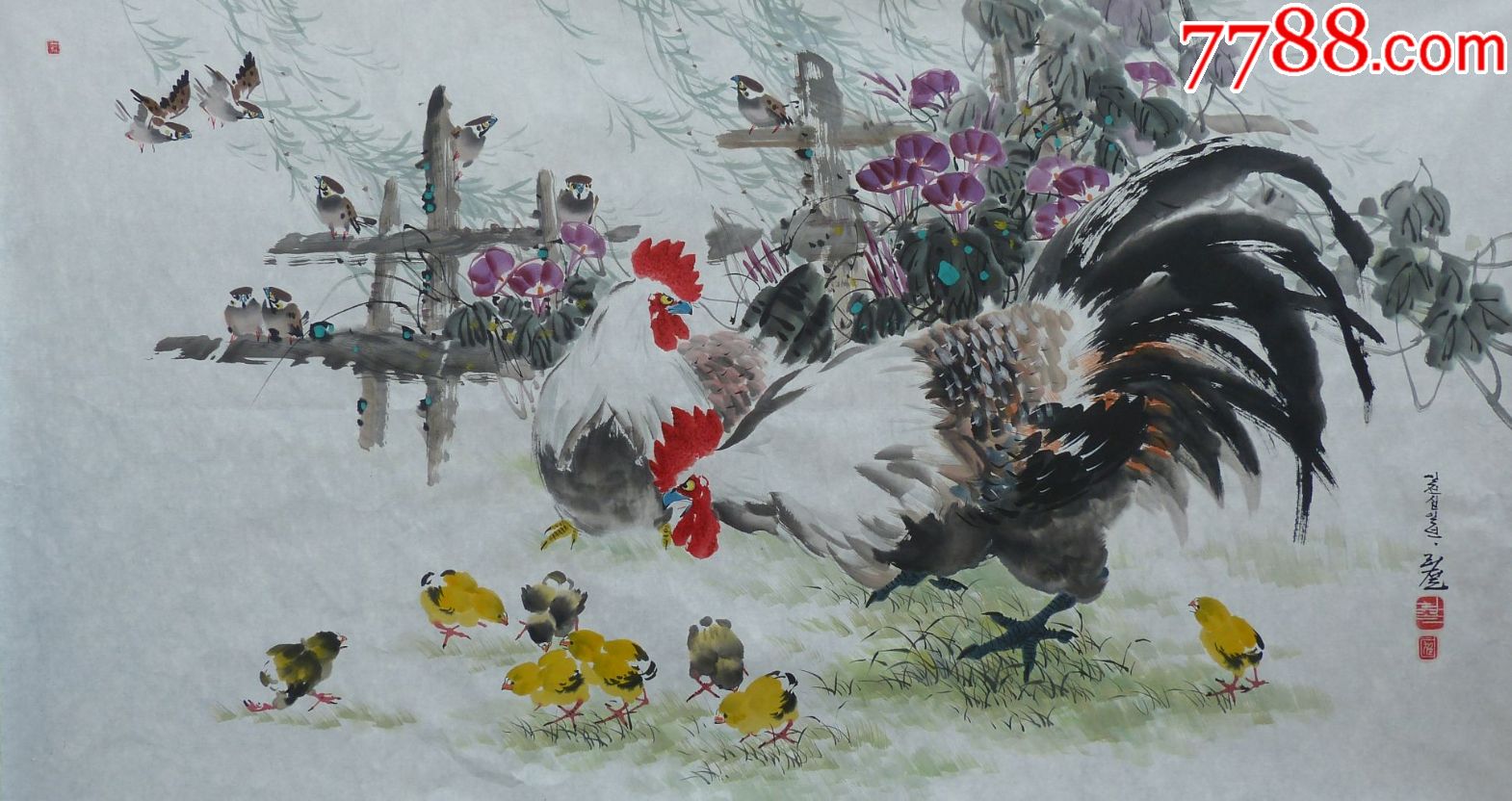 乡下人家群鸡觅食图画图片