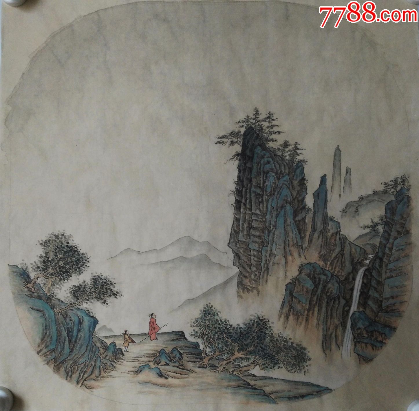 宋画山水小品团扇原稿原画工笔纯手绘_山水国画原作_连环画人物【7788