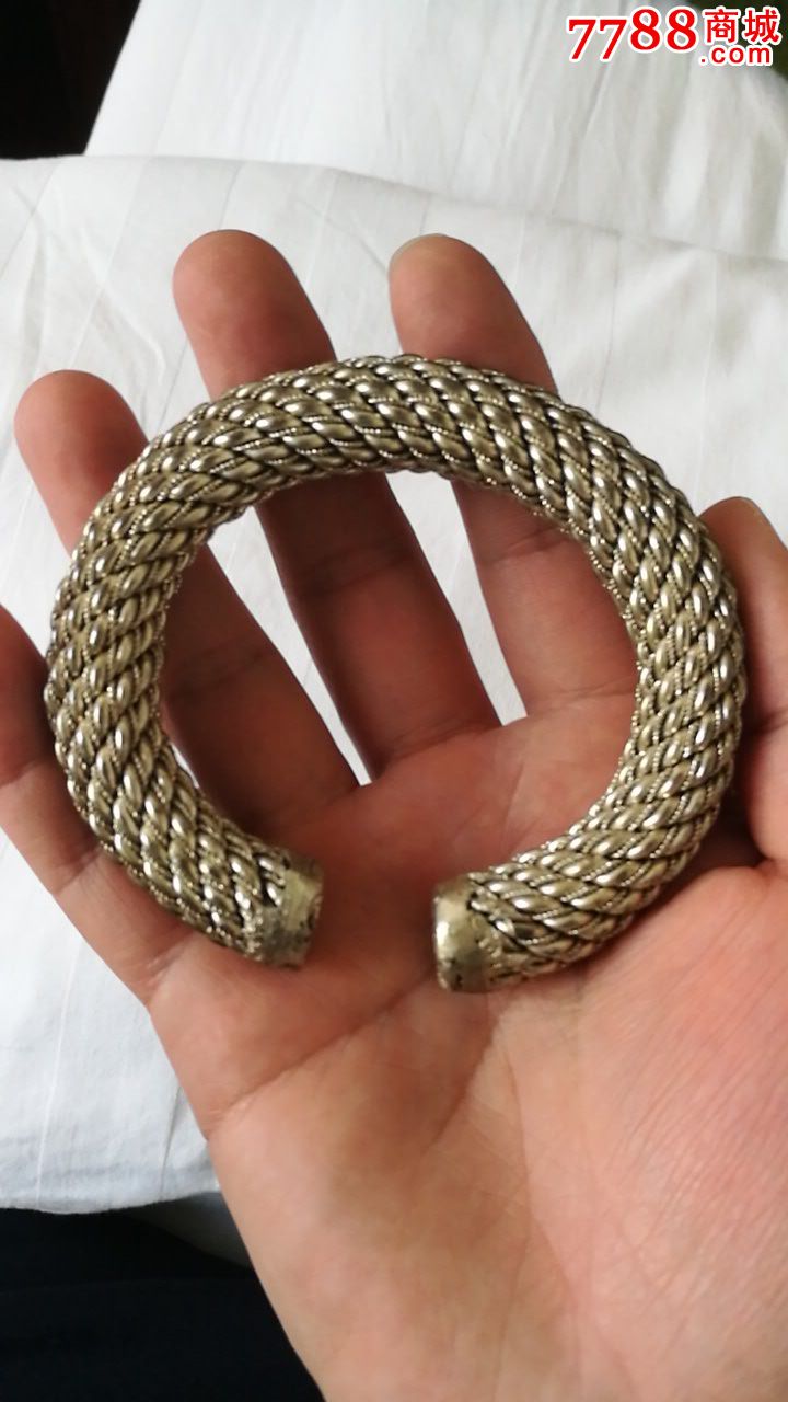 清代扭丝老银手镯一支