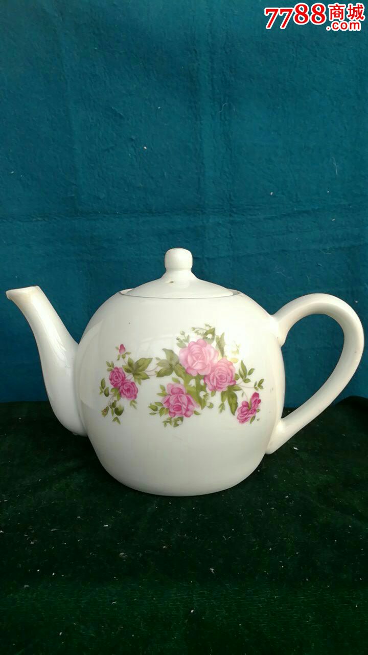 文革景德镇东风瓷厂双面玫瑰花茶壶