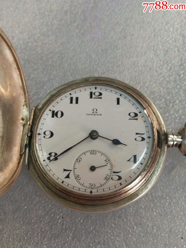 欧米茄怀表omega,稀有三开,银壳老怀表,古色古香,走时苍劲有力
