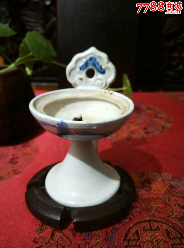 清代青花小油灯