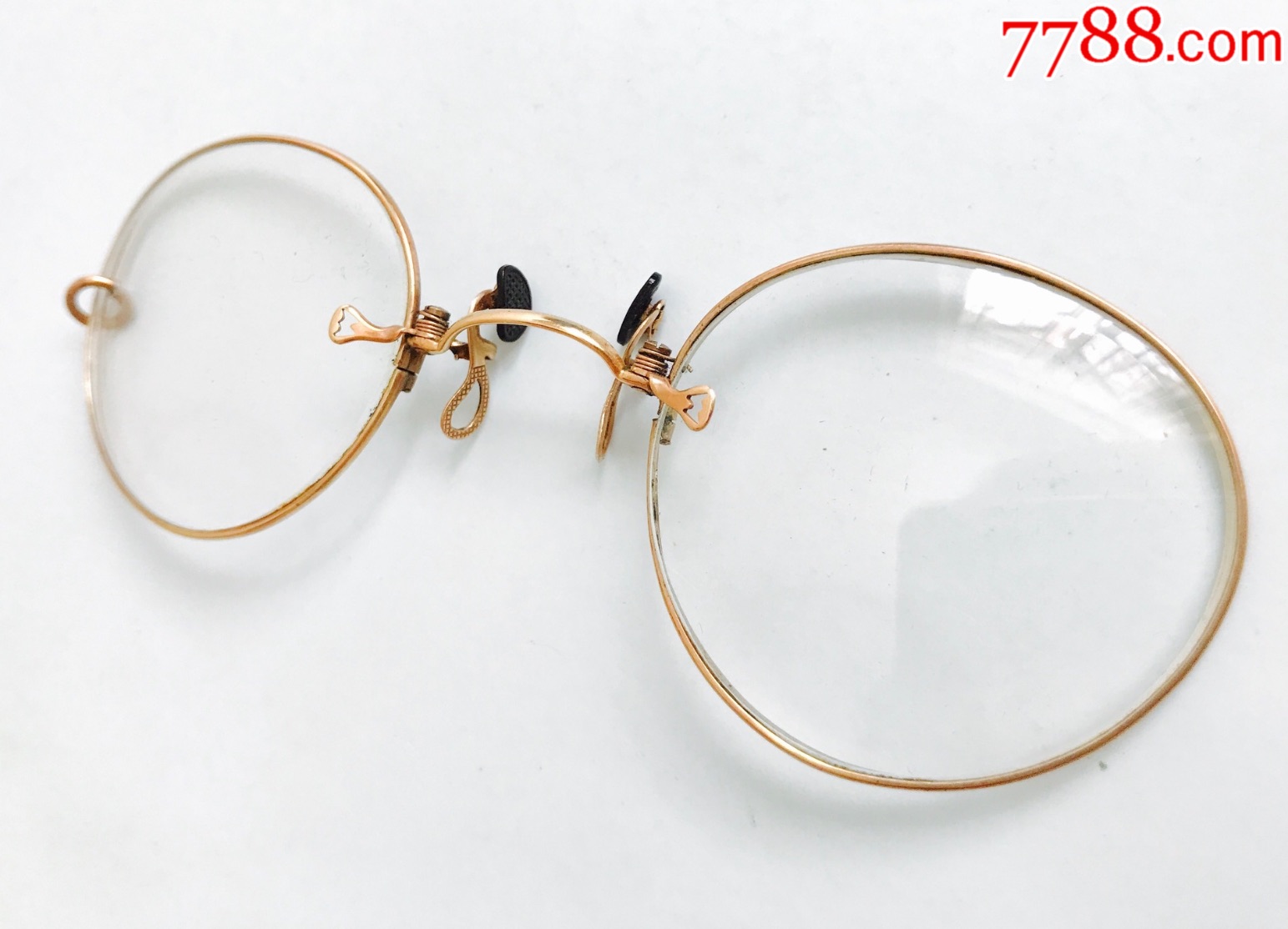 西洋欧洲古玩/美国古董夹鼻眼镜/包金材质/1930年/民国