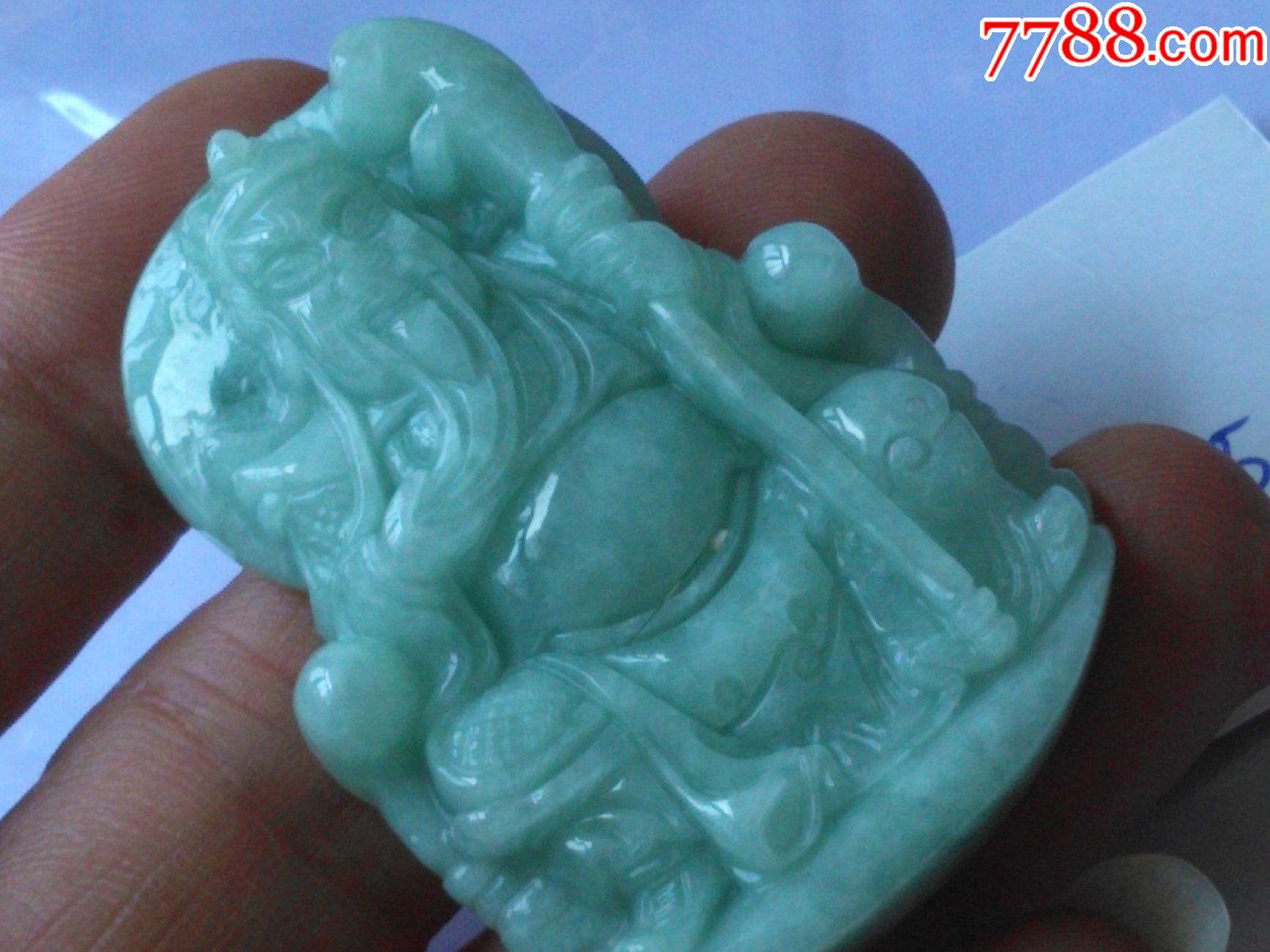 翡翠冰种14758武财神挂件包证书