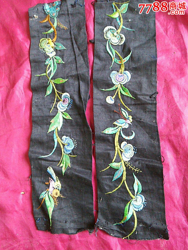 晚清民国绣片一对