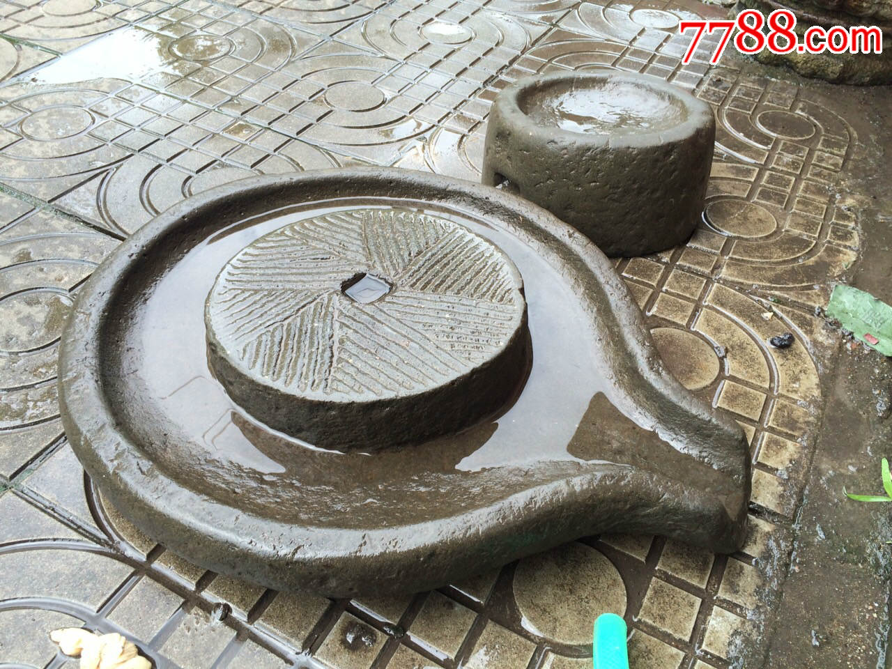 清代青石石墨盘可用做茶盘