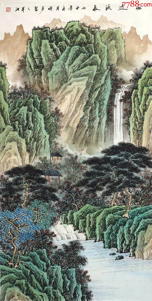 秦明芳·四尺工笔山水29-4_山水国画原作_作品欣赏_收藏价值_7788字画