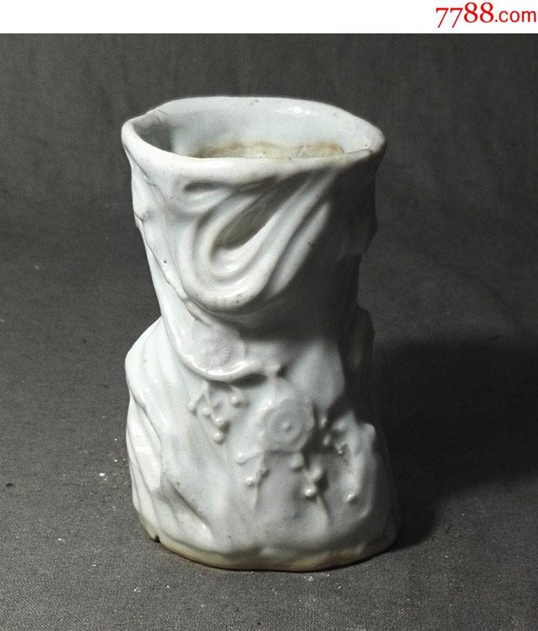 清德化白瓷梅桩笔筒文房雅件传世包浆包真包老