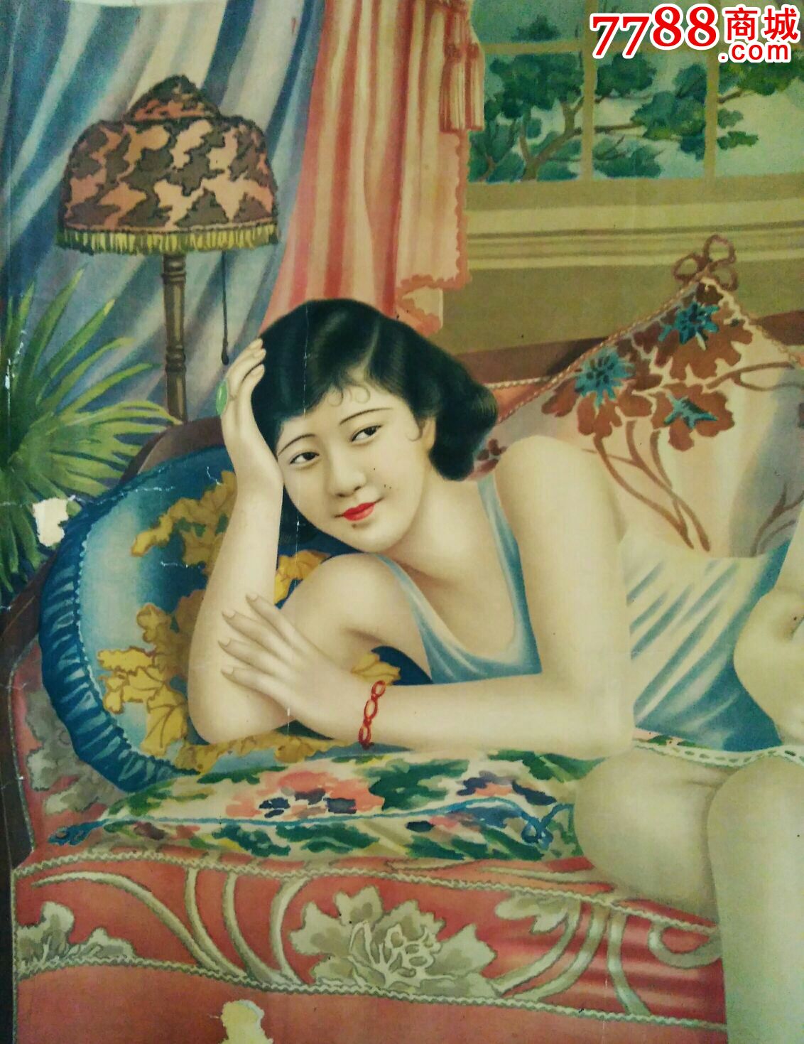 玉肌柔和,带羞花容姐妹花★民国名家郑曼陀《春韵图》稀有珍品