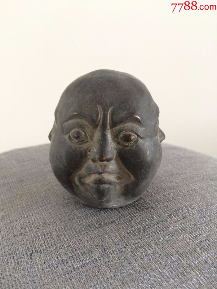 清末民国老铜弥勒佛头像~!三面像~!保真包老