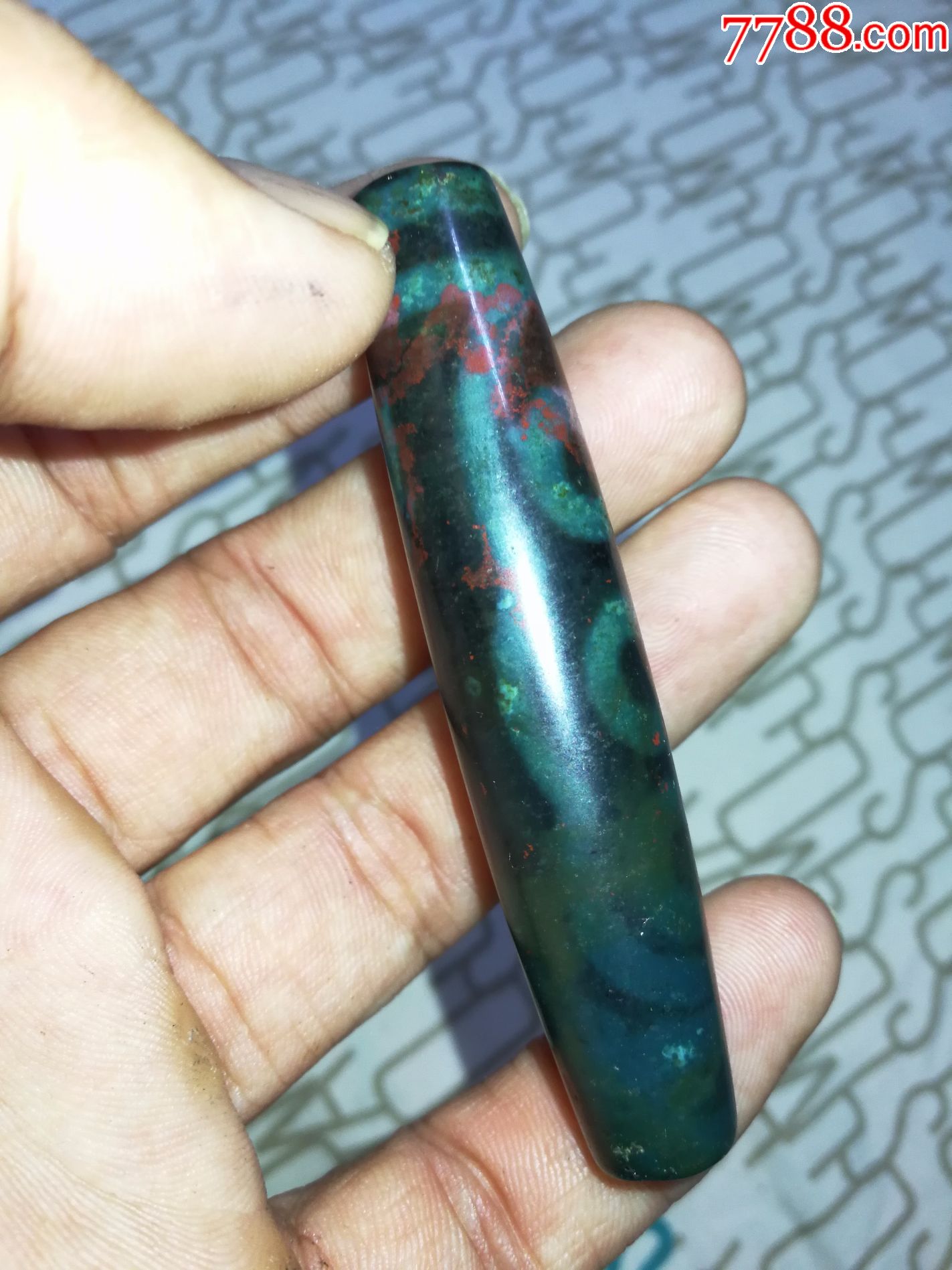 明代满朱砂老天珠,包老,玛瑙玉髓朱砂天珠