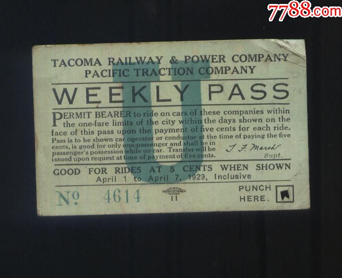 美国早期火车票【周票】