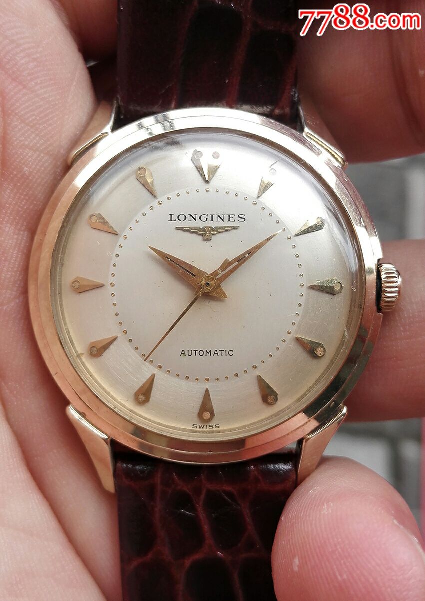 二手手表瑞士古董浪琴双色盘梯式表壳盘钉式秒刻度机械表