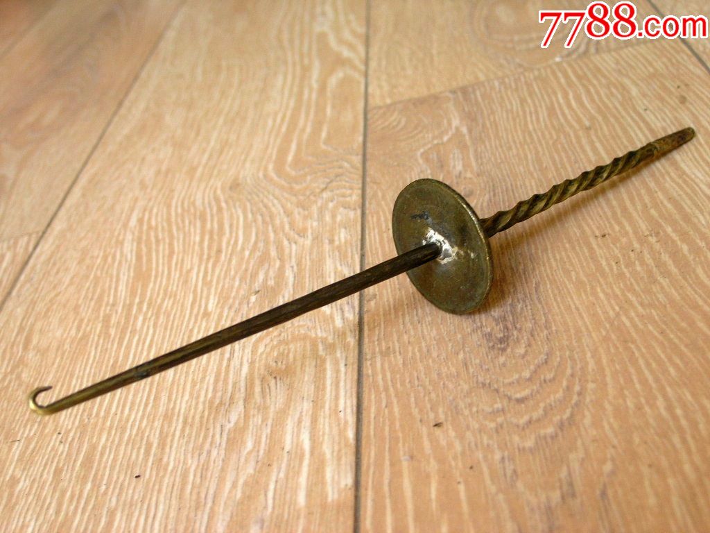 纺织工具收藏1607民国边疆带铜板全铜线捻捻线砣235mm