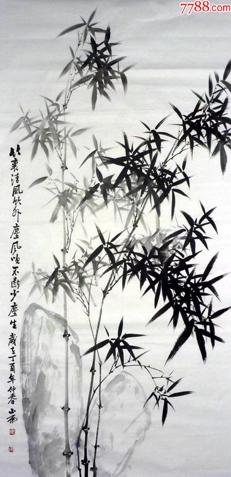 吴林德·四尺彩竹墨竹11-花鸟国画原作-7788书画网