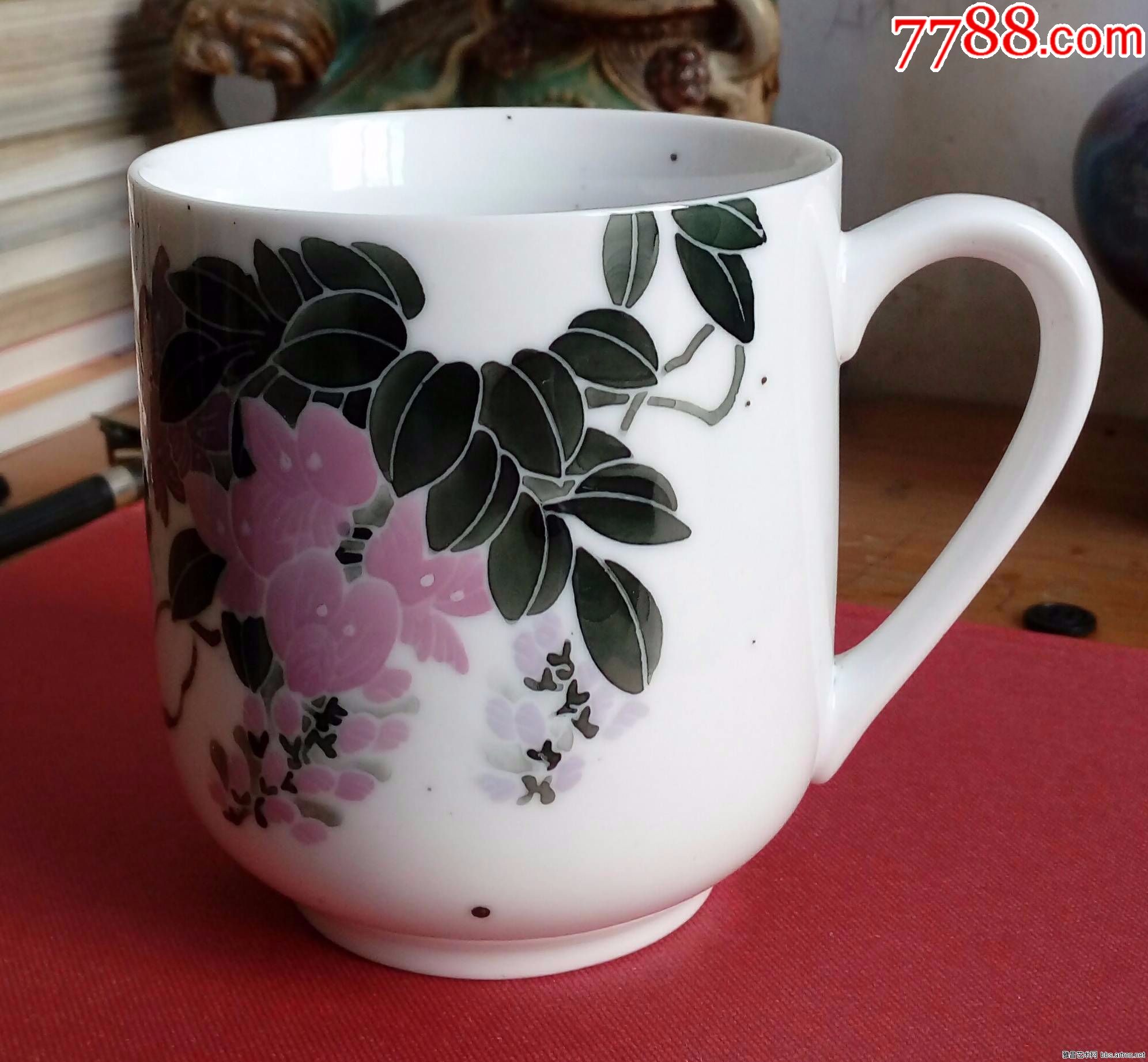 醴陵窑"湖南陶研所精制"款釉下彩花卉茶杯_彩绘瓷/彩瓷_十月桔【7788