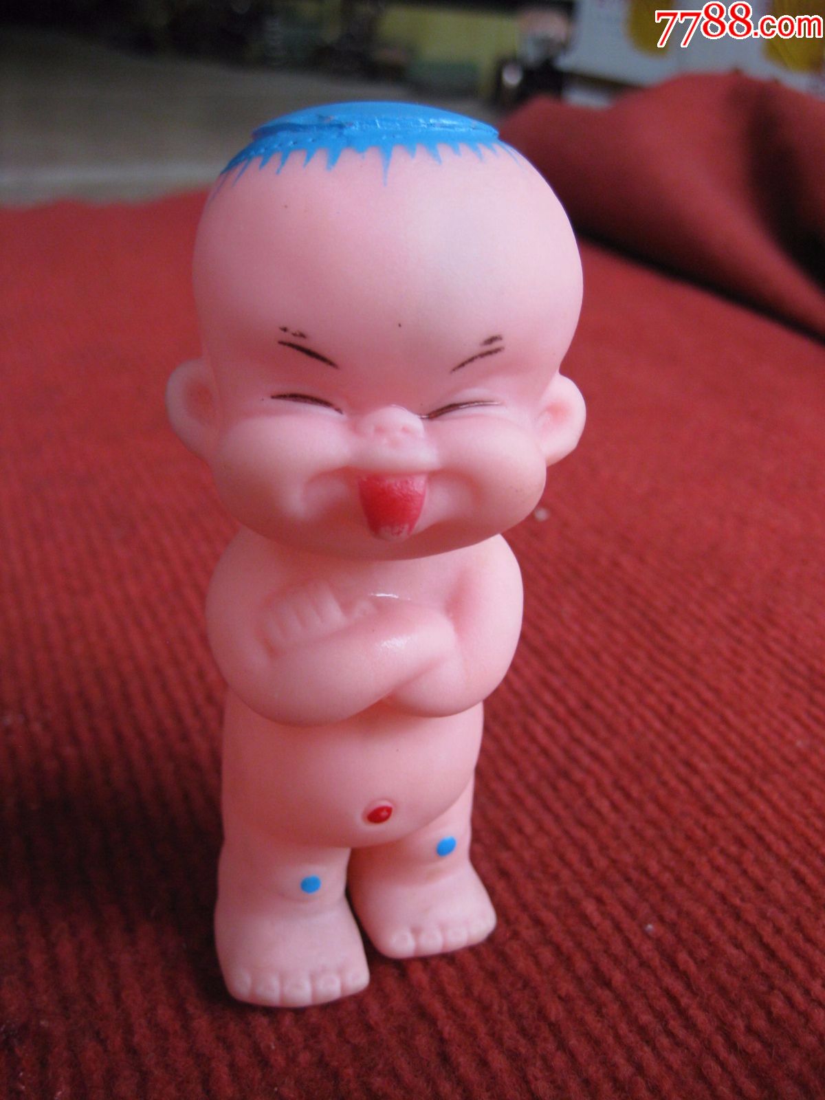 怀旧收藏八十年代玩具小人塑料胶皮玩具调皮小孩有哨声玩具