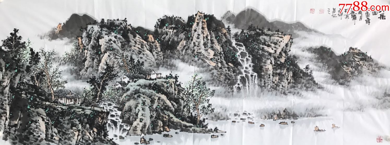 崔迎军山水作品178*78原创纯手绘收藏装饰办公室客厅礼品