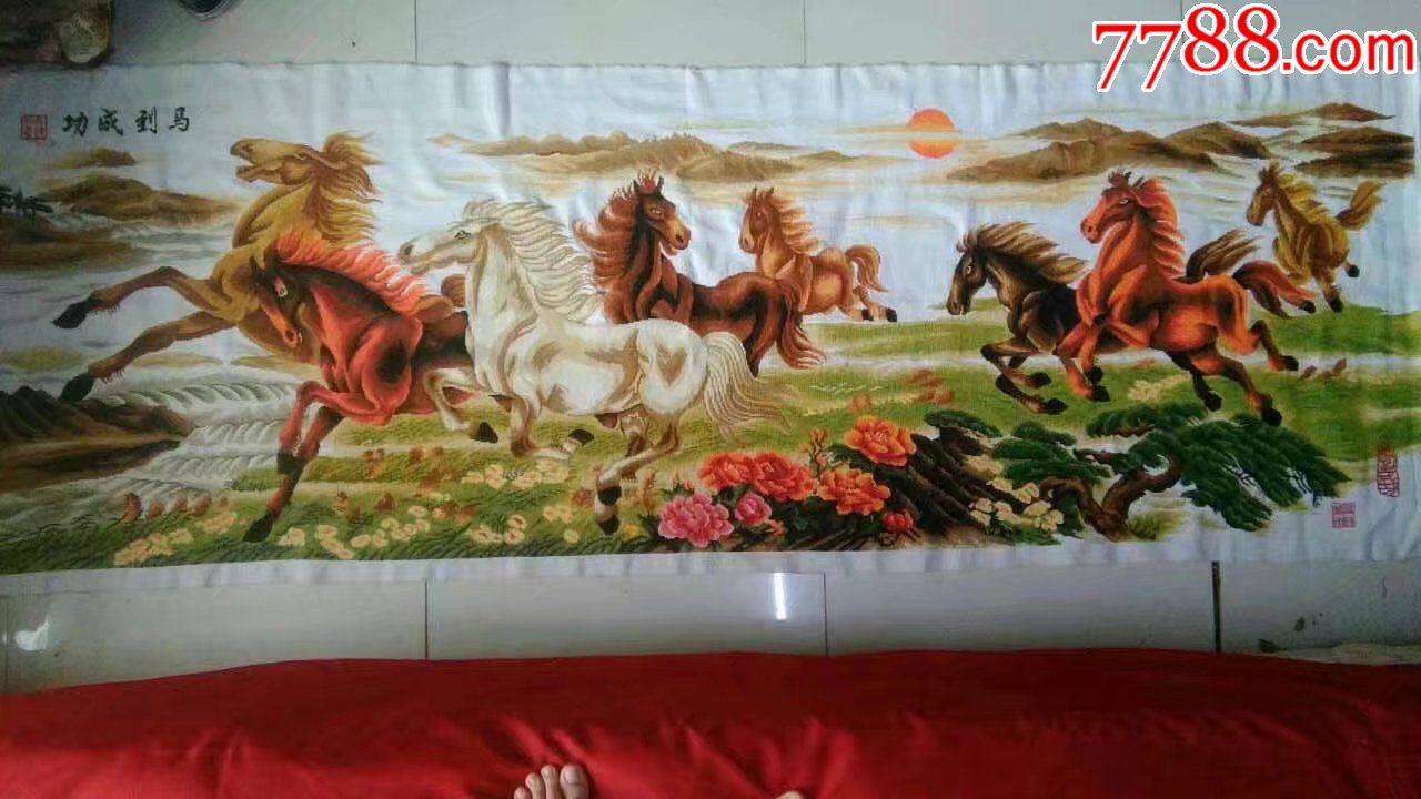 纯手工十字绣《八骏图》