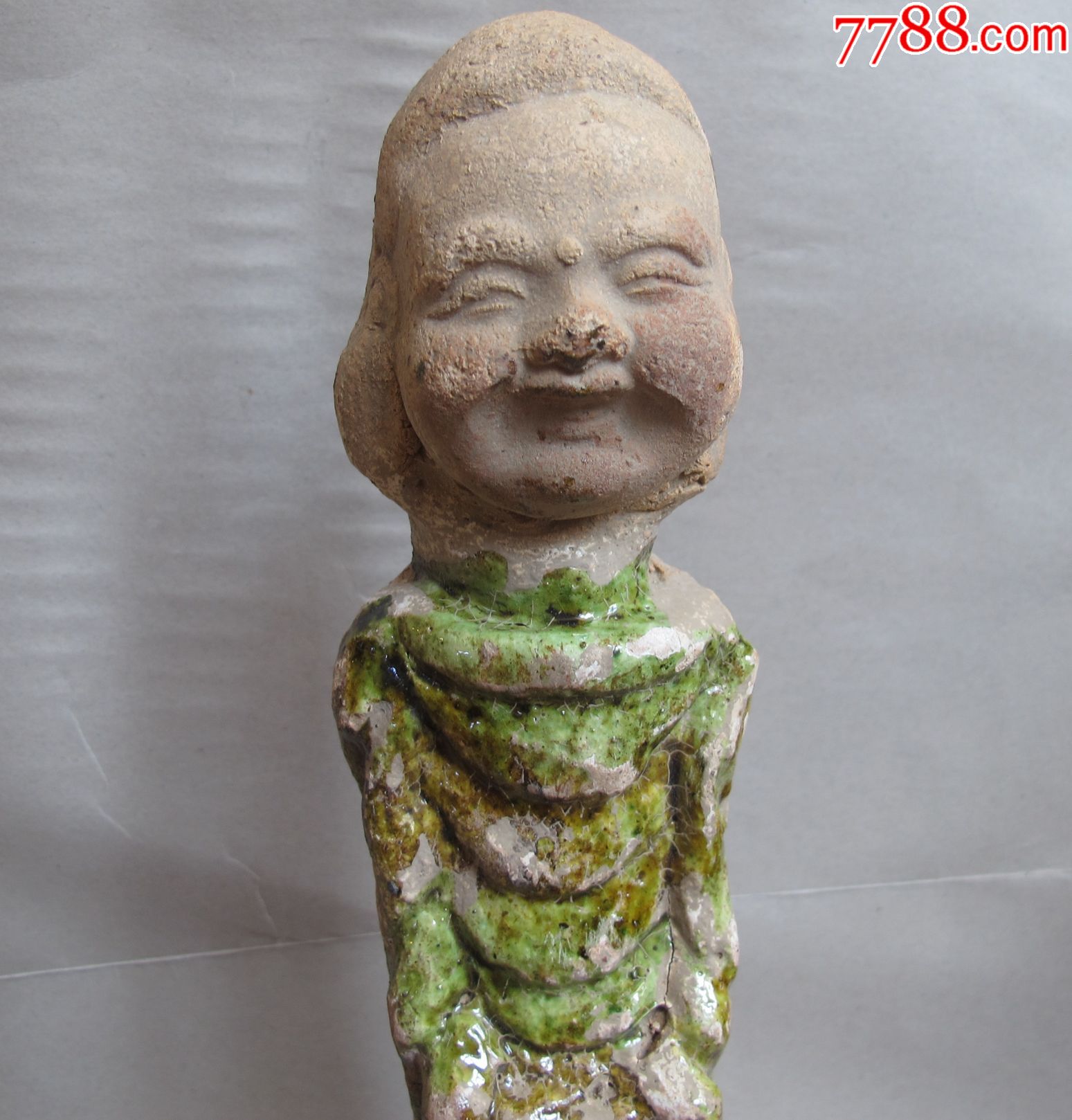 辽代三彩绿釉佛像【大开门好题材好品相!】