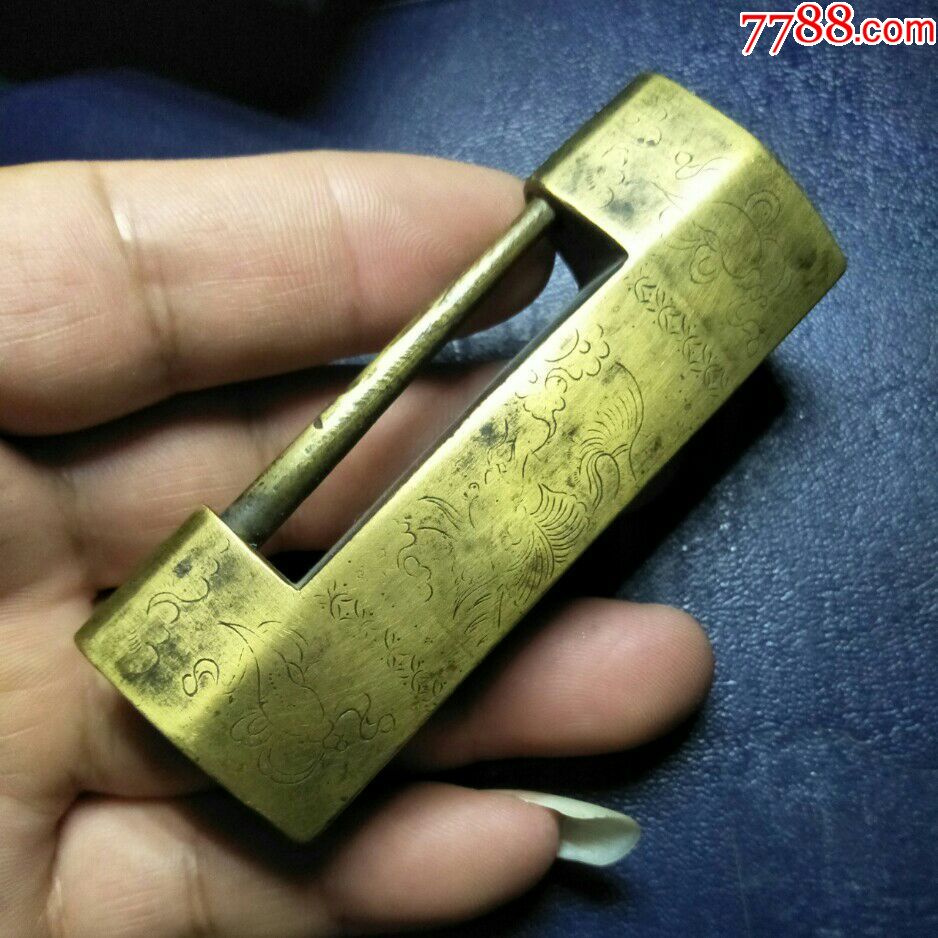 晚清民国老刻花铜锁