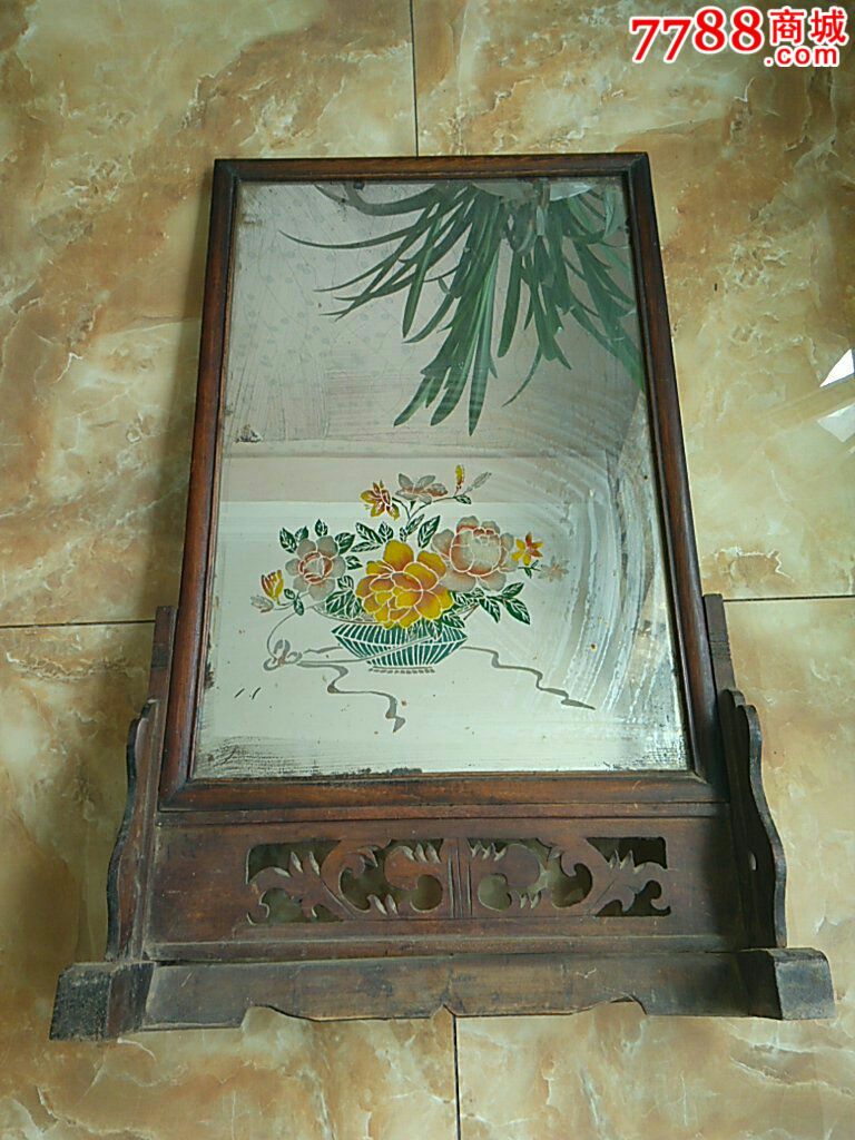 民国时期木框插屏镜图片