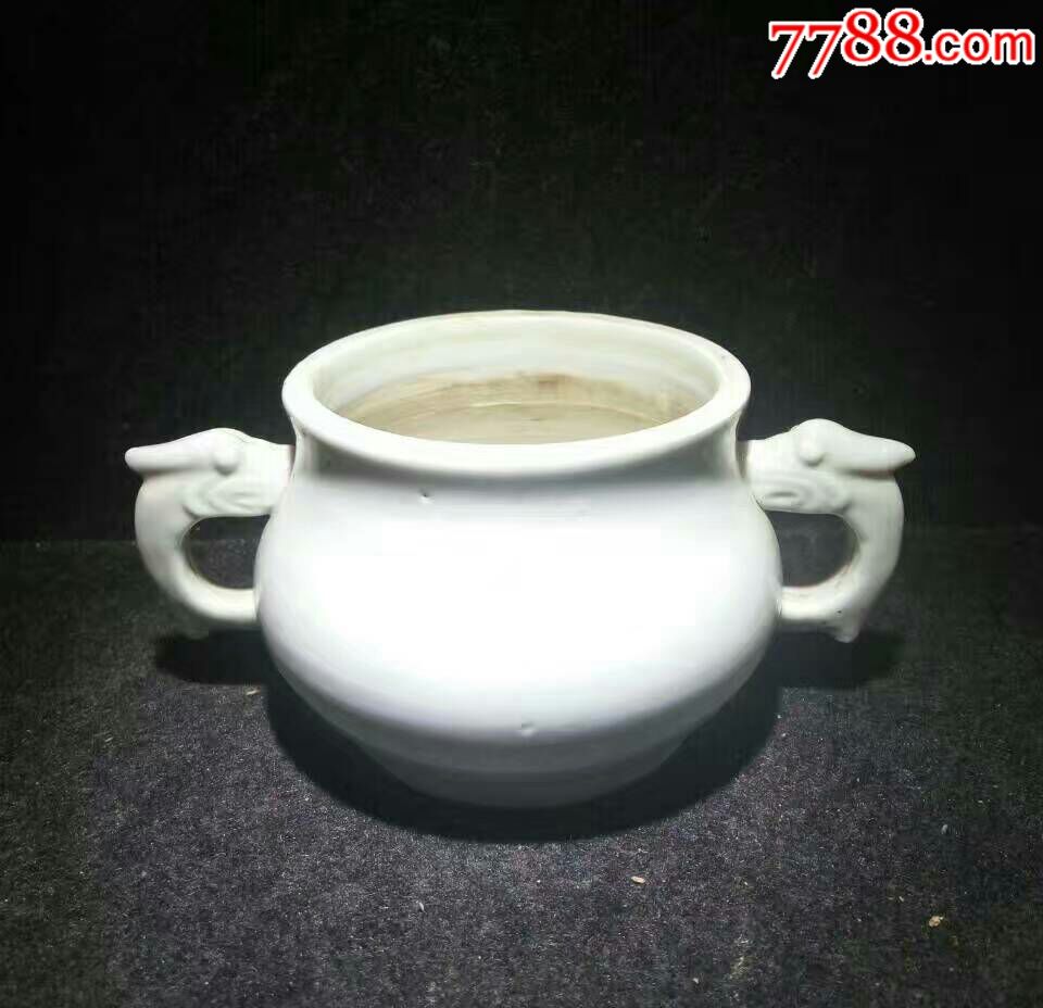 清代德化白瓷双耳炉包老香炉
