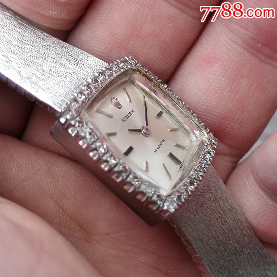 售完瑞士古董带原盒劳力士女士镶钻手卷机械表