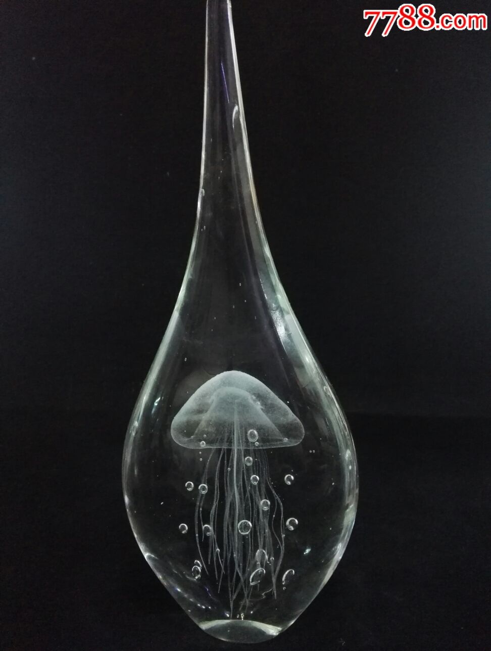 博山老琉璃摆件水滴水母