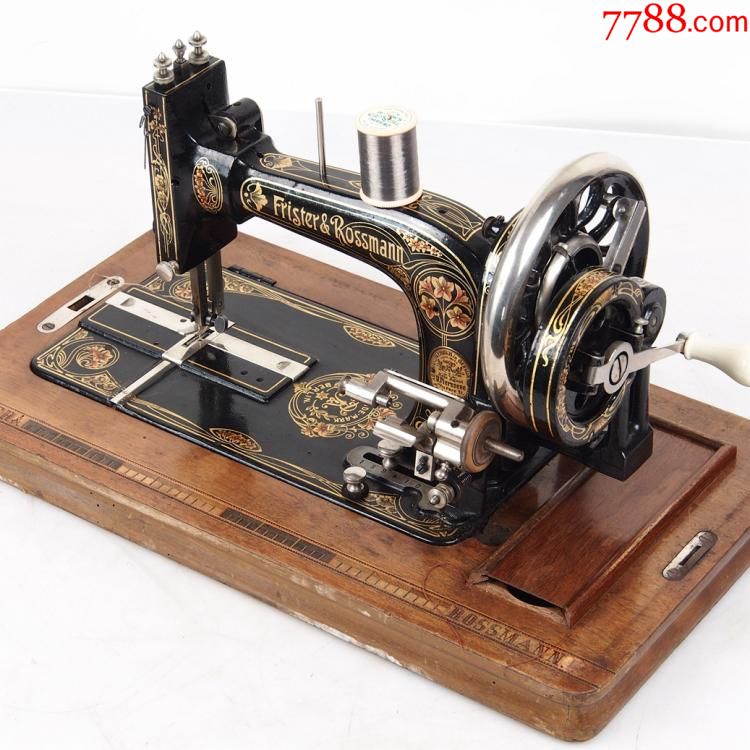 德国古董彩色印花frister&rossmann细腰手摇缝纫机1887年
