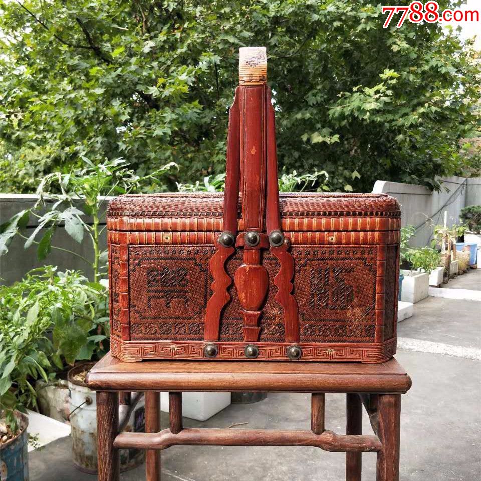 晚清民国食篮点心篮清代竹编篮子手工艺老古董老物件