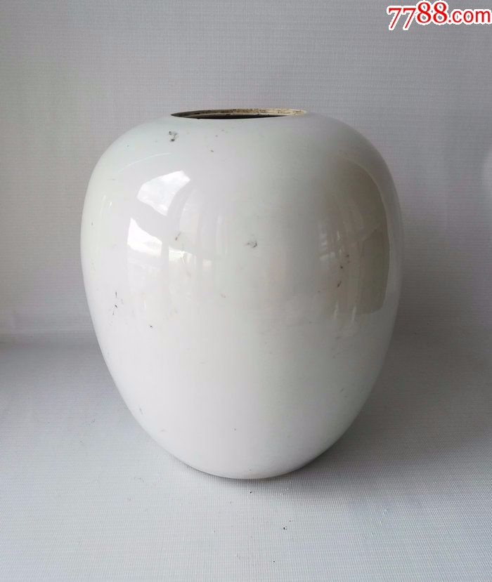 【大众收藏社】保真民国景德镇白釉描金冬瓜罐瓷器古玩